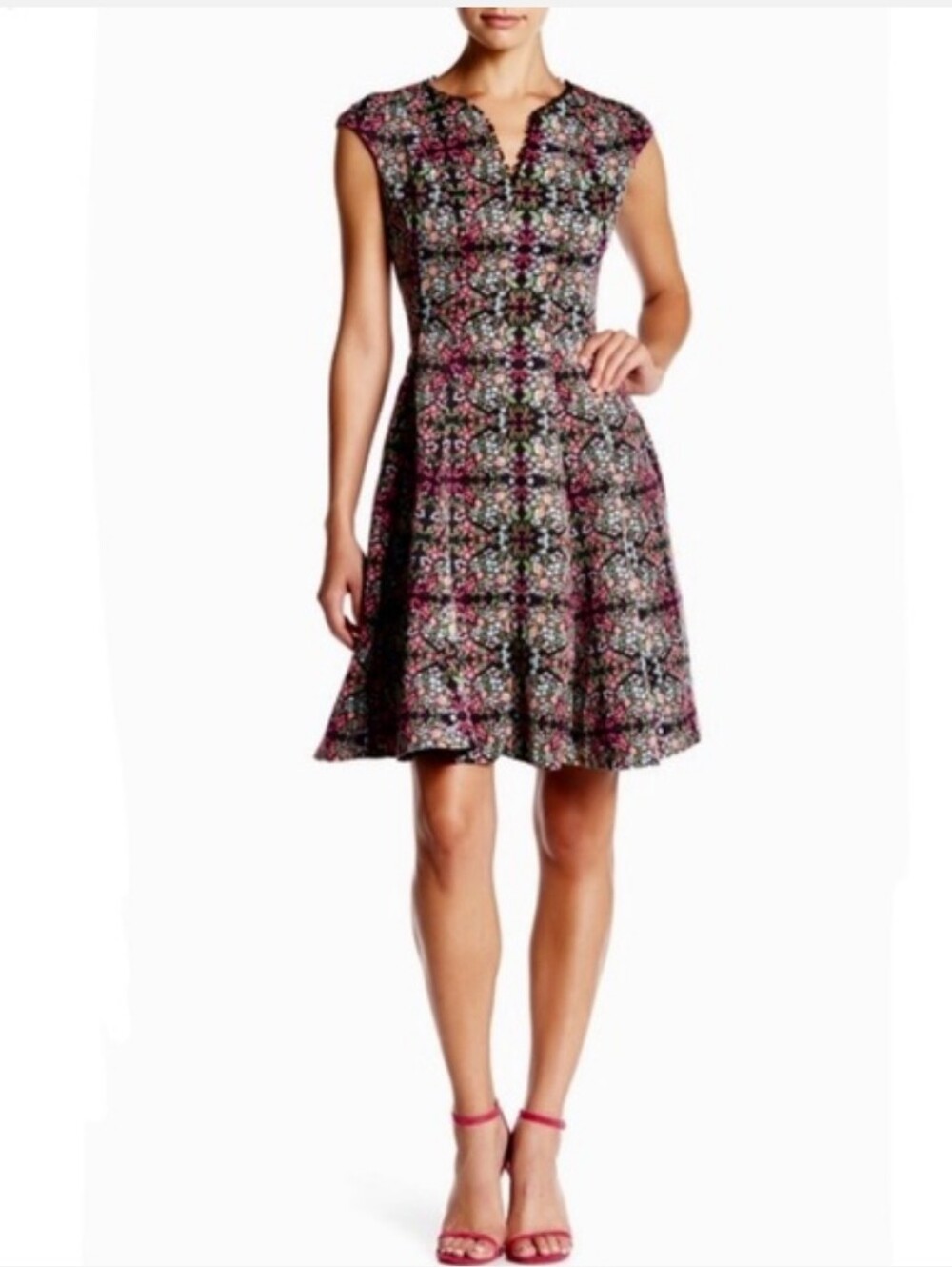 Julia Jordan Ottoman Floral Fit & Flare Formal Holiday Wedding Party Dress XL 14